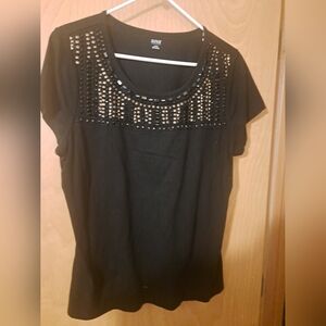 Black Anna T Shirt with Gold Accents